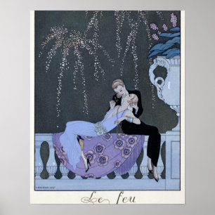 Affiche Le feu, illustration pour des "fêtes Galantes" pa