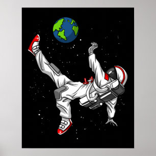 Affiche Le football du football d'astronaute de l'espace