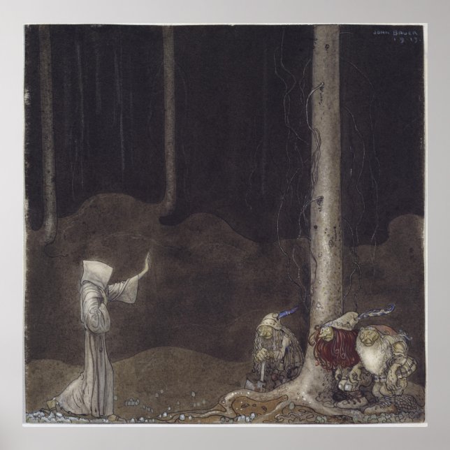 Affiche Le frère St. Martin et les trois trolls John Bauer (Devant)