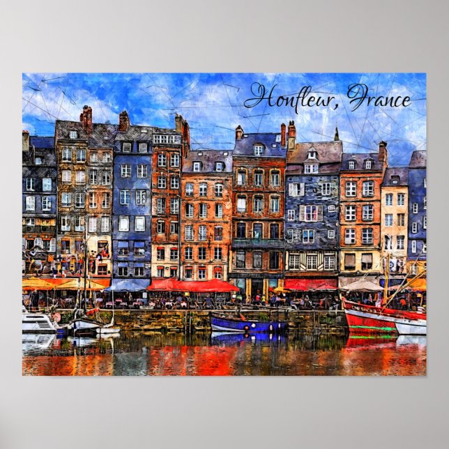 Affiche Le front de mer du port de Honfleur en Normandie,  (Devant)