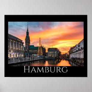 Affiche Le front de mer Pittoresque de Hambourg