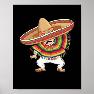 Affiche Le garçon mexicain Dabbing Poncho Cinco de Mayo