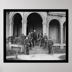 Affiche Le Général Edwin Sumner et personnel dans