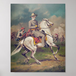 Affiche Le général Robert E. Lee à cheval