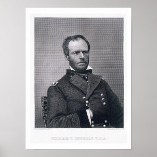 Affiche Le général William Tecumseh Sherman, gravé après u