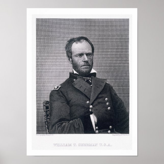 Affiche Le général William Tecumseh Sherman, gravé après u (Devant)