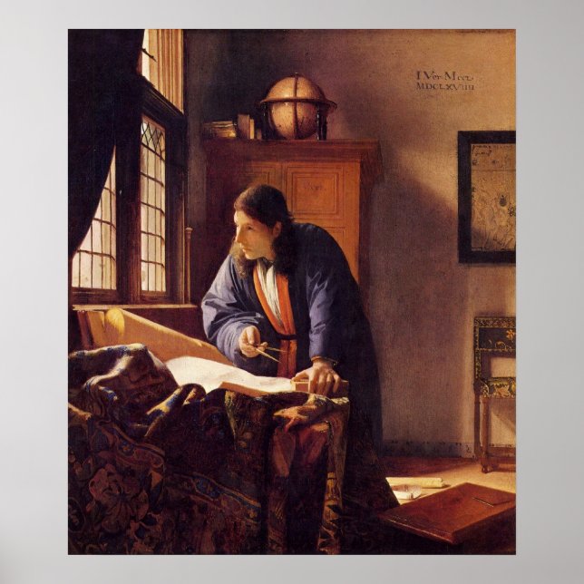 Affiche Le géographe par Johannes Vermeer (Devant)