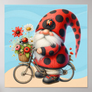 Affiche Le gnome aime les coccinelles