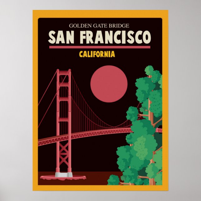 Affiche Le Golden Gate Bridge de nuit (Devant)