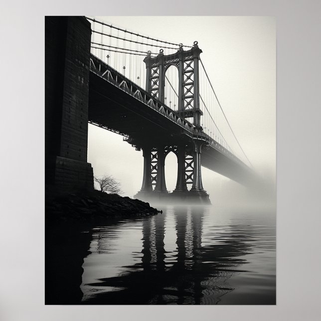 Affiche Le Golden Gate Bridge en noir et blanc (Devant)