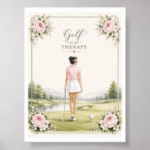 Affiche Le golf est ma thérapie pour golfeuse