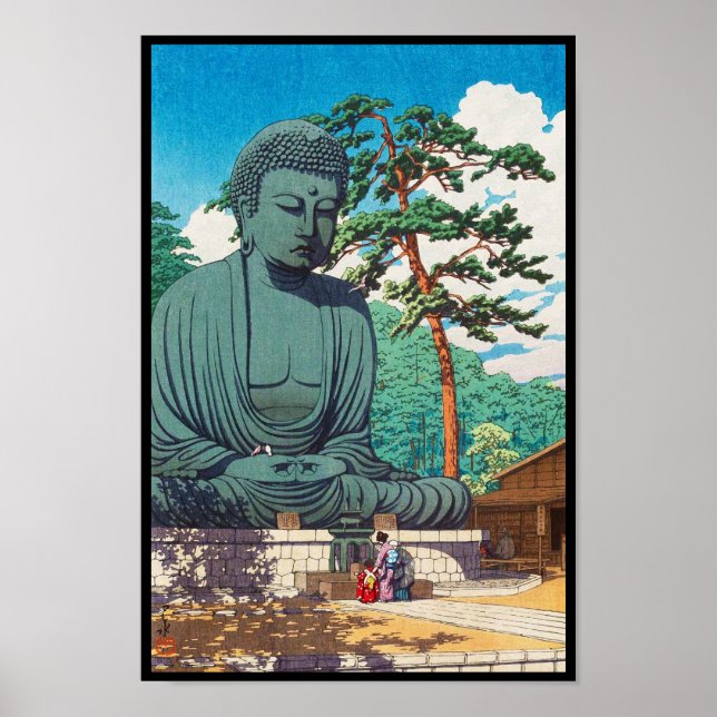 Affiche Le Grand Bouddha à Kamakura Hasui Kawase hanga (Devant)