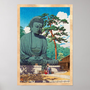Affiche Le Grand Bouddha à Kamakura Hasui Kawase hanga