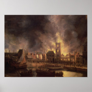 Affiche Le grand feu dans l'hôtel de ville, Amsterdam
