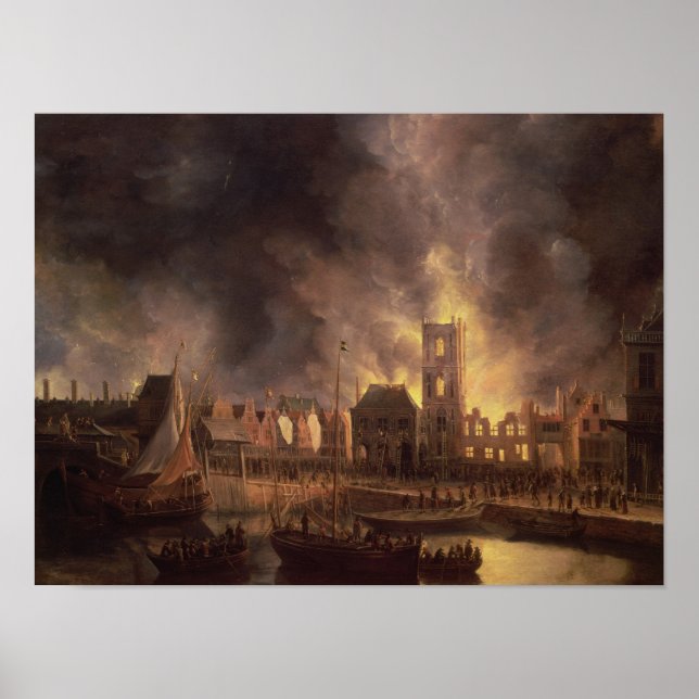 Affiche Le grand feu dans l'hôtel de ville, Amsterdam (Devant)