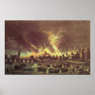 Affiche Le grand incendie de Londres, 1666