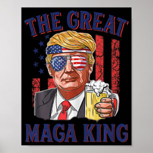 Affiche Le Grand Maga King amusant Trump Beer US Drapeau U