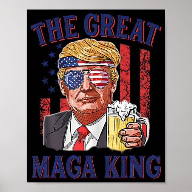 Affiche Le Grand Maga King amusant Trump Beer US Drapeau U (Devant)