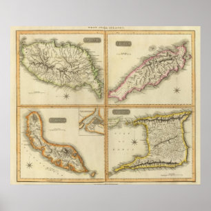 Affiche Le Grenada, Tobago, Trinidad, Curaçao
