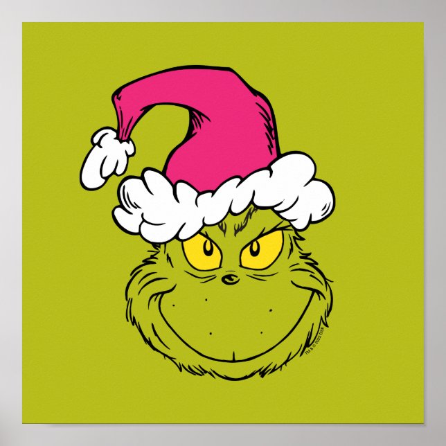 Affiche Le Grinch avec un chapeau de Père Noël rose (Devant)