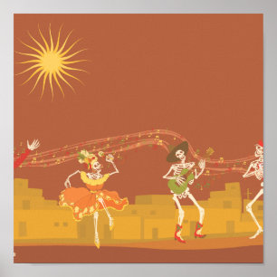 Affiche Le groupe de squelettes le jour des morts