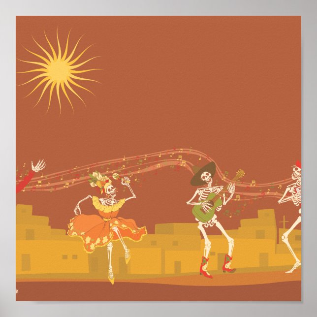 Affiche Le groupe de squelettes le jour des morts (Devant)