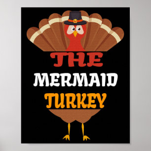 Affiche Le Groupe de Thanksgiving de la dinde de la sirène