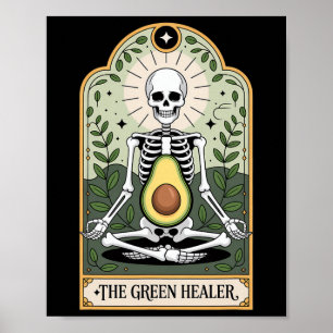 Affiche Le Guérisseur Vert Squelette Avocat Yoga Mystique 
