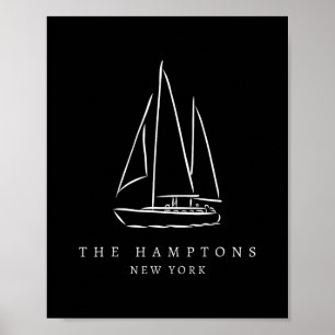 Affiche Le Hamptons New York Yacht Club Voile Souvenir