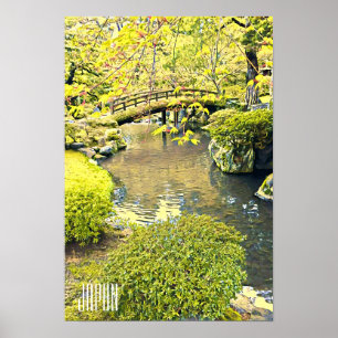 Affiche Le Japon voyage jardin japonais traditionnel