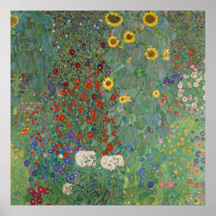Affiche Le jardin de ferme de Klimt avec des tournesols