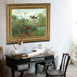 Affiche Le jardin de l'artiste à Argenteuil par Claude Mon<br><div class="desc">Le Jardin de l'Artiste à Argenteuil (Un coin du Jardin avec Dahlias), 1873 est un tableau de Claude Monet représentant une banque de buissons fleuris, peut-être roses, qui remplit la plupart d'un jardin clos devant une maison blanche. La scène est créée à l'aide de touches visibles et de traits de...</div>