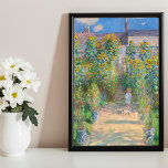 Affiche Le jardin de l'artiste à Vétheuil par Claude Monet<br><div class="desc">Le jardin de l'artiste à Vétheuil est peint par Claude Monet avec un petit enfant qui nous fait face sur un chemin ensoleillé qui longe le centre d'un jardin dominé par des tournesols jaunes et oranges brûlées. Derrière l'enfant, une femme et un autre enfant se tiennent sur les marches. La...</div>