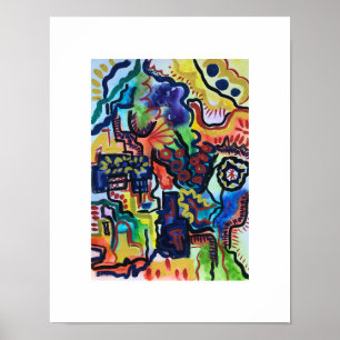 Affiche Le jardin d'Eva - Art abstrait peint à la main