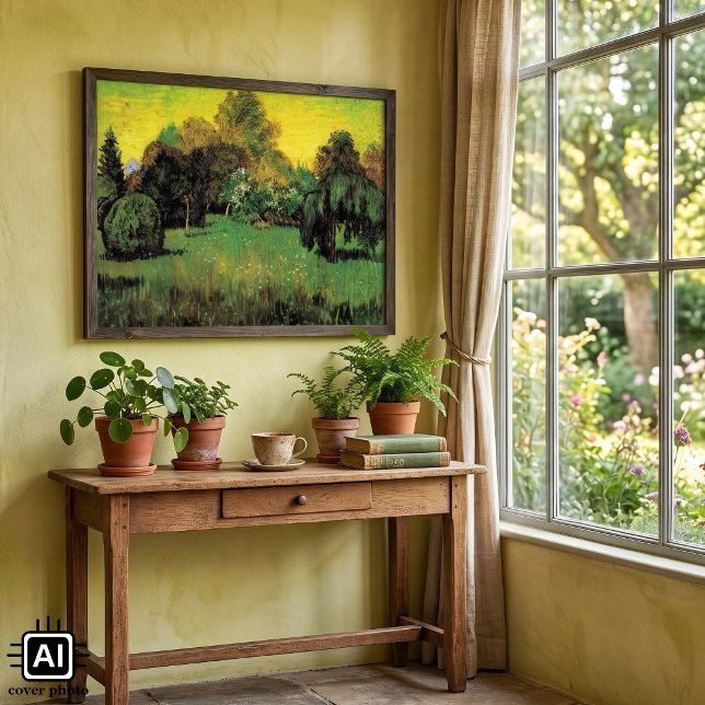 Affiche Le jardin du poète par Vincent van Gogh (The Poet's Garden by Vincent van Gogh is a vintage fine art post impressionism landscape painting.)