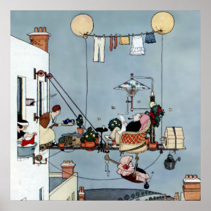 Affiche « Le jardin pliant » de W Heath Robinson