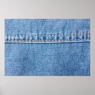 Affiche Le jean bleu coudre la texture du closeup. 