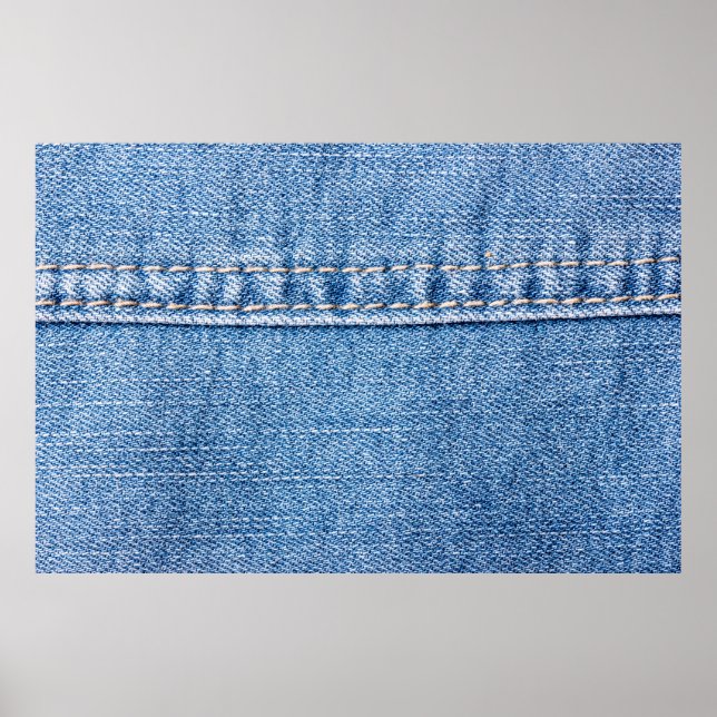 Affiche Le jean bleu coudre la texture du closeup.  (Devant)