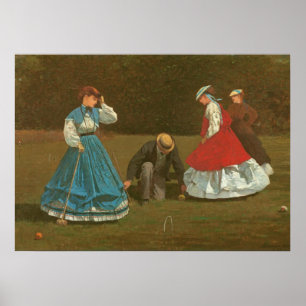 Affiche Le jeu de croquet, 1866 (huile sur la toile)