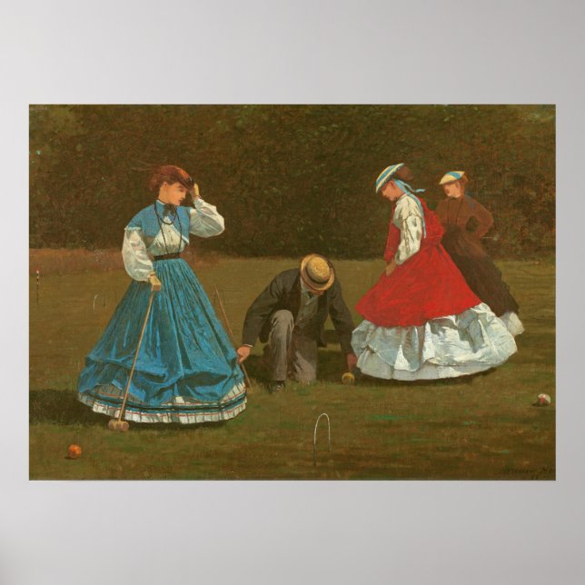 Affiche Le jeu de croquet, 1866 (huile sur toile) (Devant)