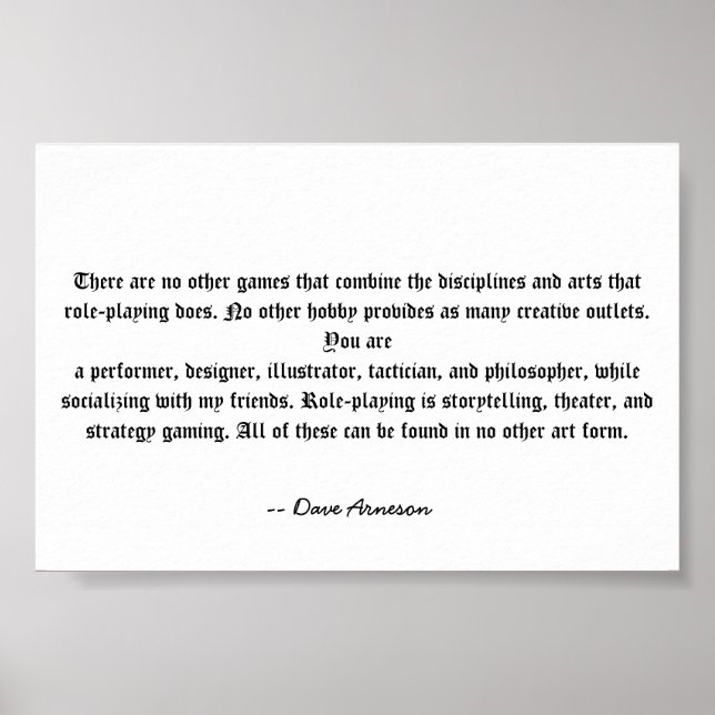 Affiche Le jeu de rôles est unique (Devant)