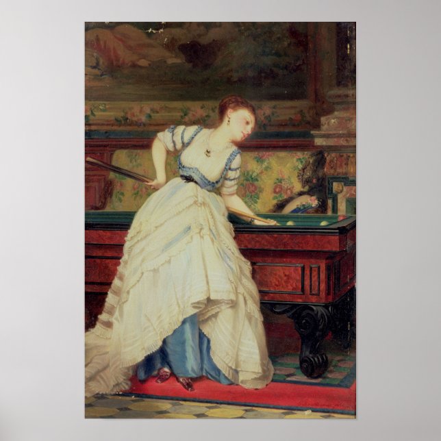 Affiche Le jeu des billards, 19ème siècle (Devant)