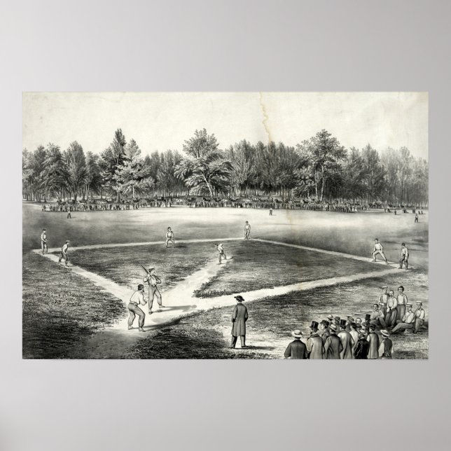 Affiche Le jeu national américain de baseball - 1866 (Devant)