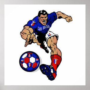 Affiche Le joueur de football de Bleus de Les France
