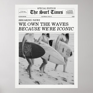 Affiche Le Journal Surf Times Nous Possédons Les Vagues