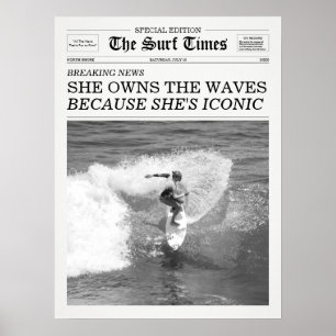 Affiche Le journal The Surf Times Newspaper Elle Possède L