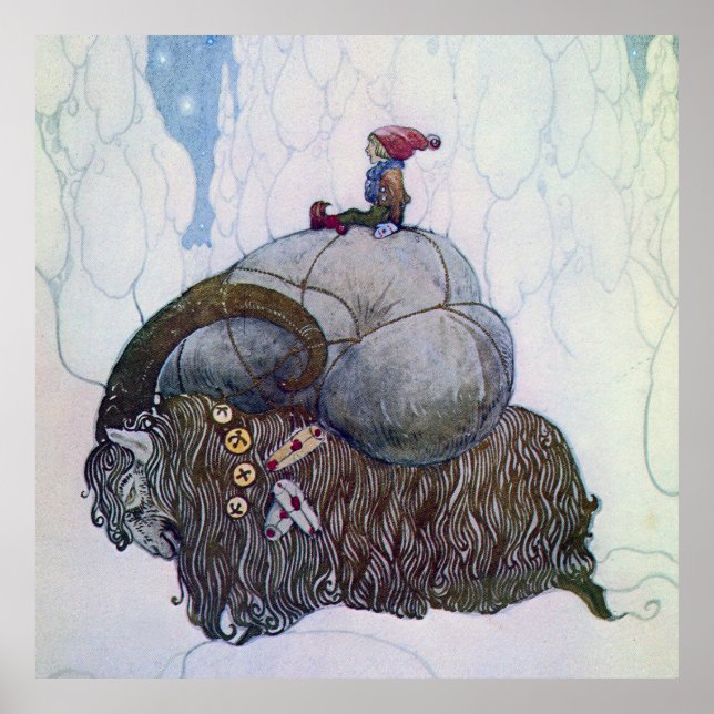 Affiche "Le Julbock" Chèvre de Noël de John Bauer (Devant)
