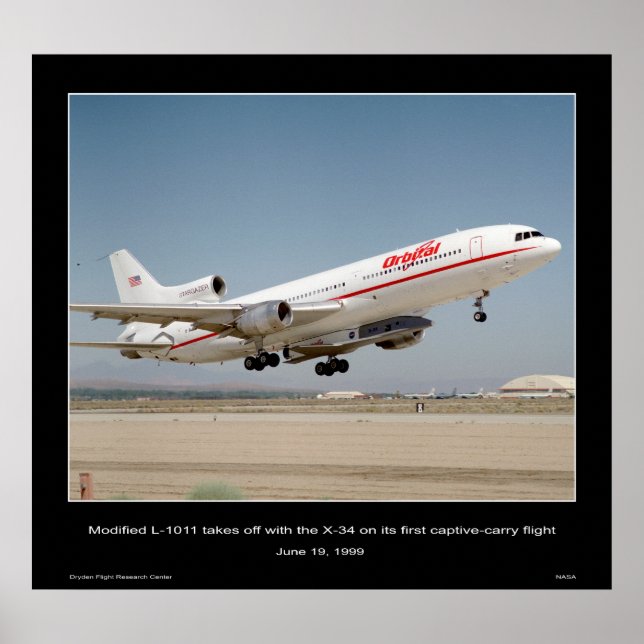 Affiche Le L-1011 modifié décolle avec le X-34 (Devant)