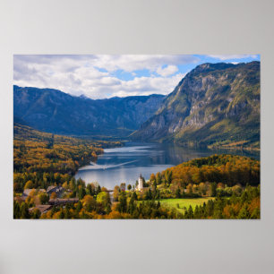 Affiche Le lac Bohinj en Slovénie en automne