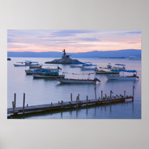 Affiche Le lac Chapala Islet et la jetée